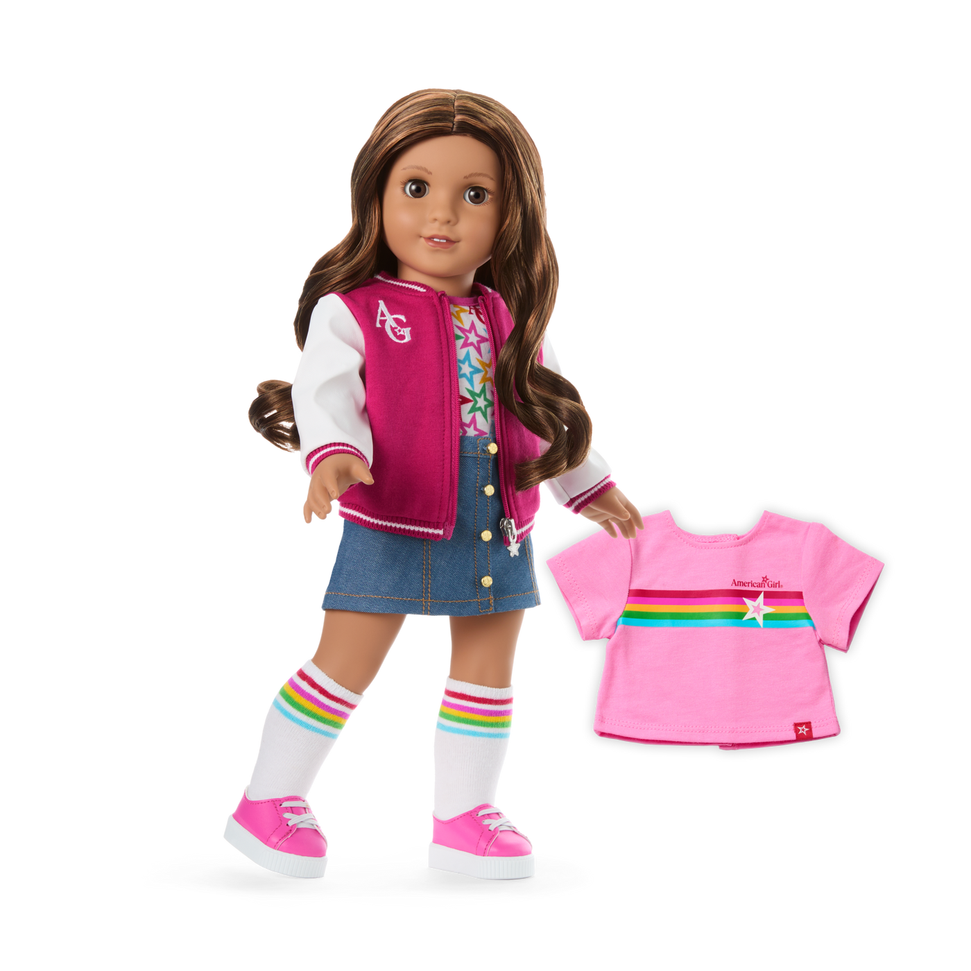Truly Me™ 18-inch Doll #117 with wavy dark-brown hair P0