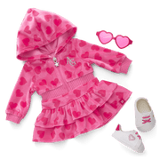 Pink Hearts Hoodie Dress for 18-inch Dolls D3