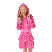 Pink Hearts Hoodie Dress for Girls V5