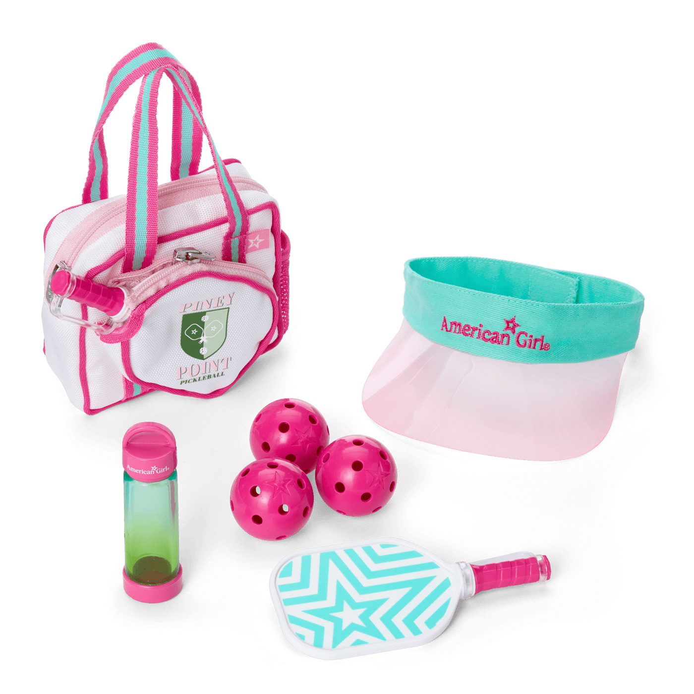 Raquel's™ Pickleball Bag & Paddle Set for 18-inch Dolls (Girl of the Year™ 2026) E0