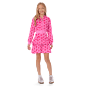 Pink Hearts Hoodie Dress for Girls V5
