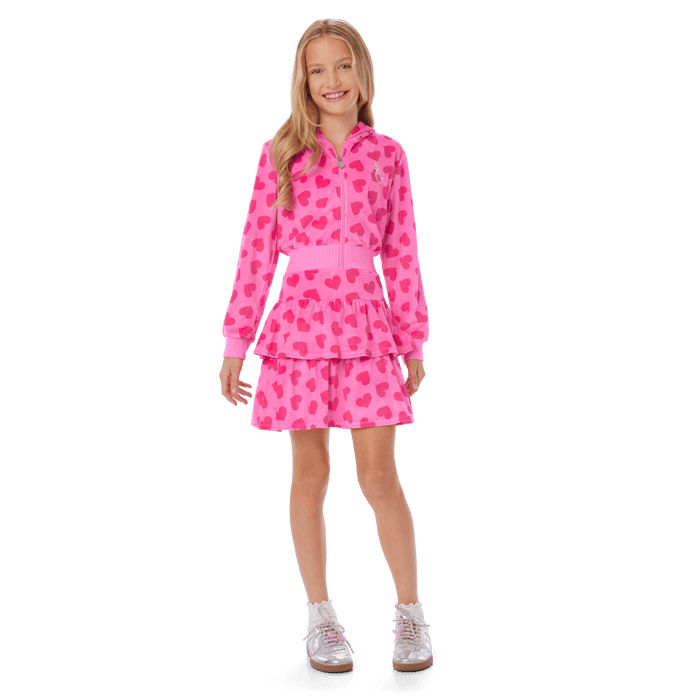 Pink Hearts Hoodie Dress for Girls V5
