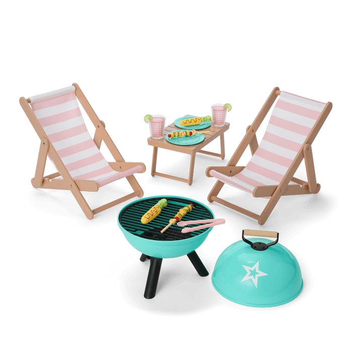 Raquel's™ Beach Chairs & Barbecue Set for 18-inch Dolls (Girl of the Year™ 2026) D7