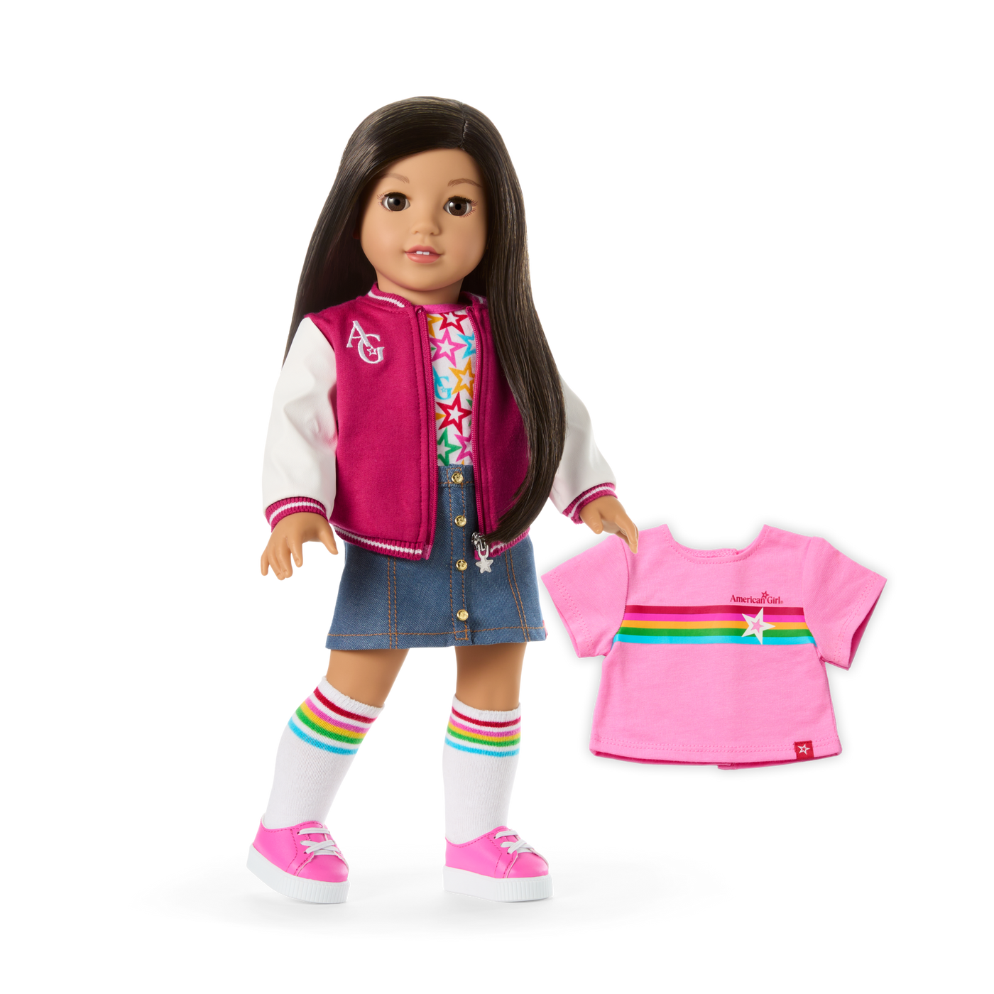 Truly Me™ 18-inch Doll #124 with straight black-brown hair Z3