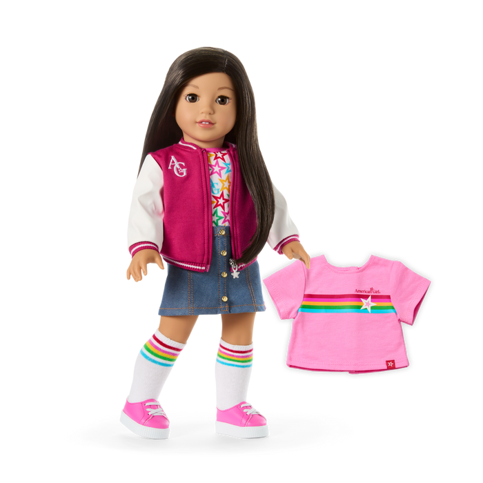 Truly Me™ 18-inch Doll #124 with straight black-brown hair Z3