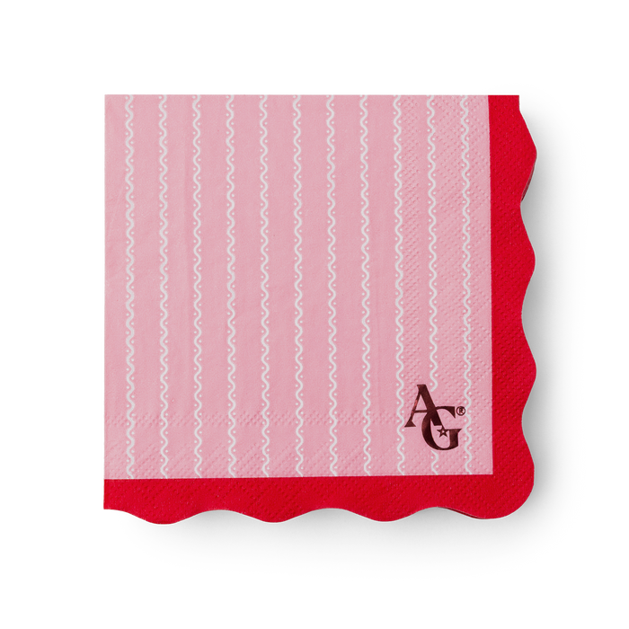 American Girl™ x Bonjour Fête Pink Pinstripe Small Napkins (Set of 20) U5