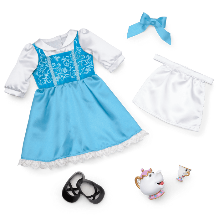 American Girl® Disney Princess Belle Blue Dress, Mrs. Potts, Chip & Accessories for 18-inch Dolls T0