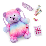 Colorful Teddy Bear Backpack & Accessory Set for 18-inch Dolls Y0