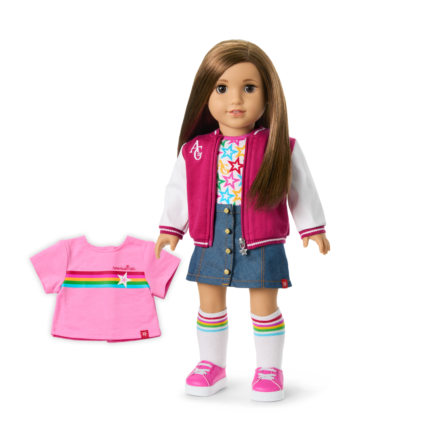 Truly Me™ 18-inch Doll #107 with straight brown hair T5