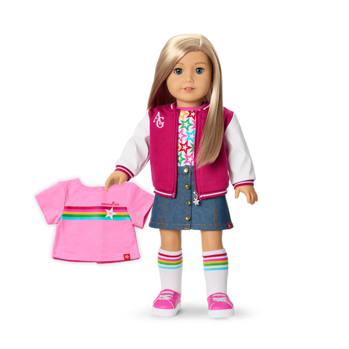 Truly Me™ 18-inch Doll #100 with straight layered blonde hair F4