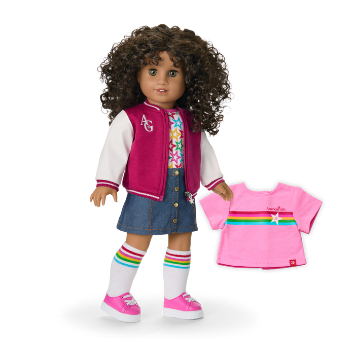 Truly Me™ 18-inch Doll #132 with curly dark-brown hair S5