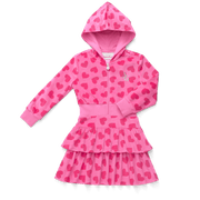 Pink Hearts Hoodie Dress for Girls V5