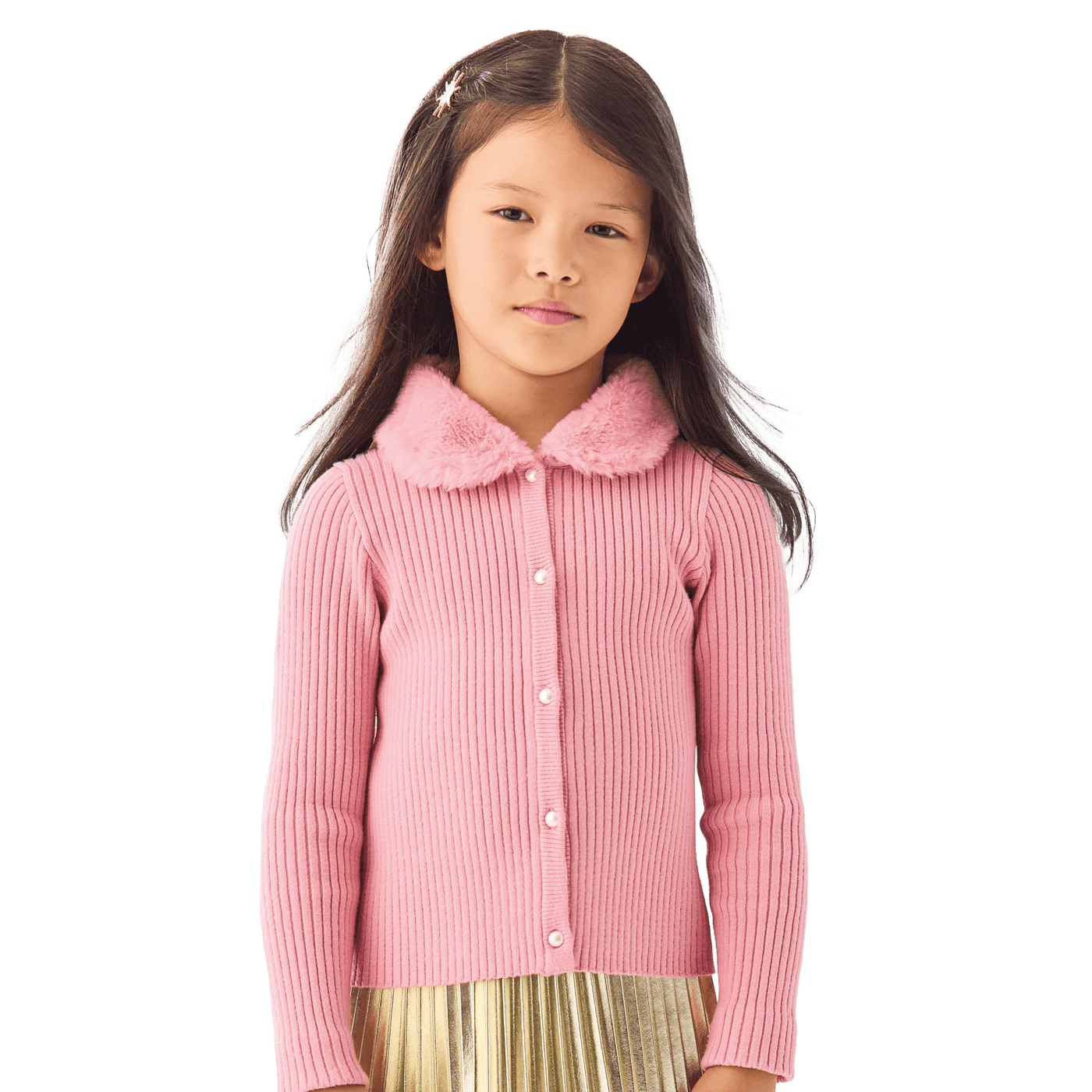 American Girl® x Janie and Jack Rosy Ribbed Cardigan for Girls L3