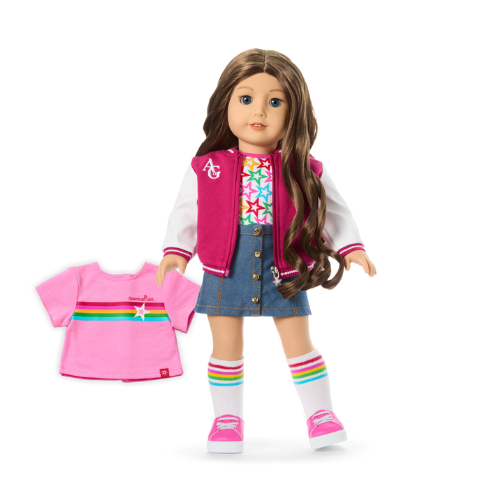 Truly Me™ 18-inch Doll #126 with wavy brown hair X7