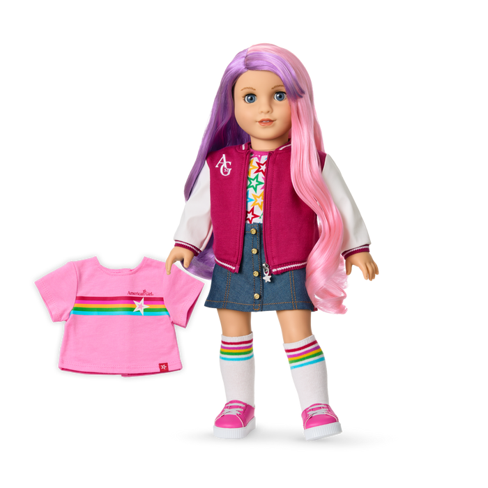 Truly Me™ 18-inch Doll #116 with wavy purple-and-pink hair G5