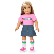Truly Me™ 18-inch Doll #100 with straight layered blonde hair F4