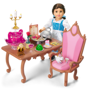 Disney Princess Belle Enchanted Castle Dining Set, Blue Dress & Friends Bundle for 18-inch Dolls X4