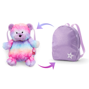 Colorful Teddy Bear Backpack & Accessory Set for 18-inch Dolls Y0