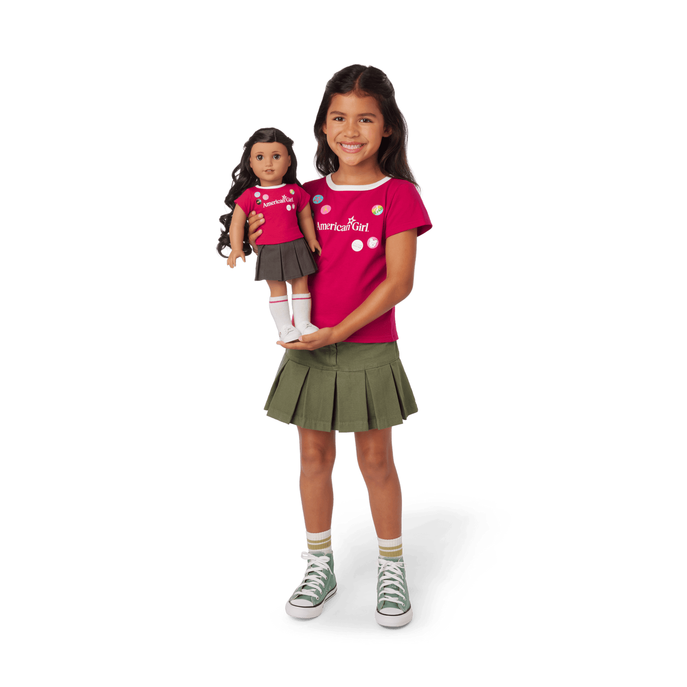 Matching AG™ Grin Pins Ringer Tee Set for Girls & 18-inch Dolls M2