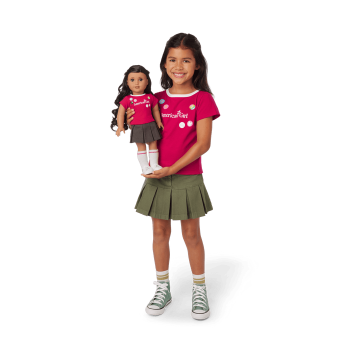 Matching AG™ Grin Pins Ringer Tee Set for Girls & 18-inch Dolls M2