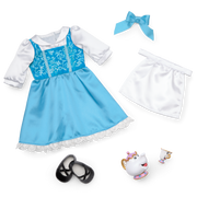Disney Princess Belle Enchanted Castle Dining Set, Blue Dress & Friends Bundle for 18-inch Dolls X4