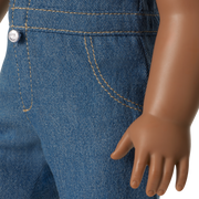 Western Flowers Denim Jumpsuit for 18-inch Dolls T4