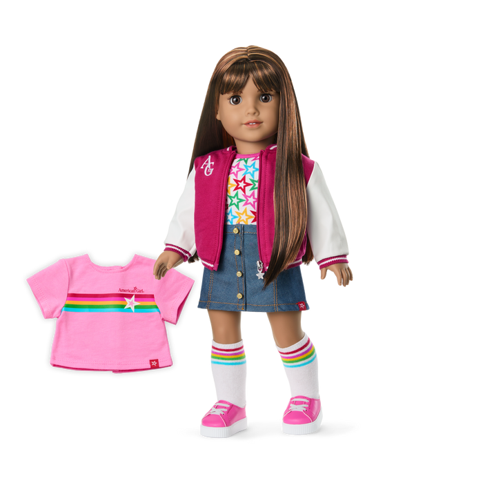 Truly Me™ 18-inch Doll #122 with straight dark-brown hair T3
