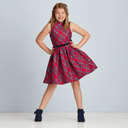 Pretty Plaid Christmas Dress for Girls A6
