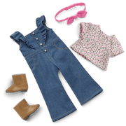 Western Flowers Denim Jumpsuit for 18-inch Dolls T4