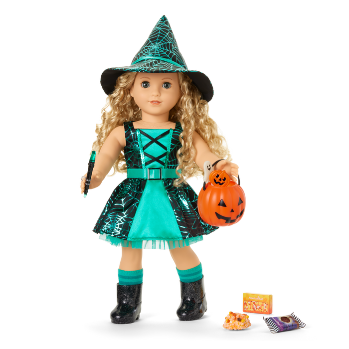 Witchy Webs Costume & Trick-or-Treat Set Bundle for 18-inch Dolls C4