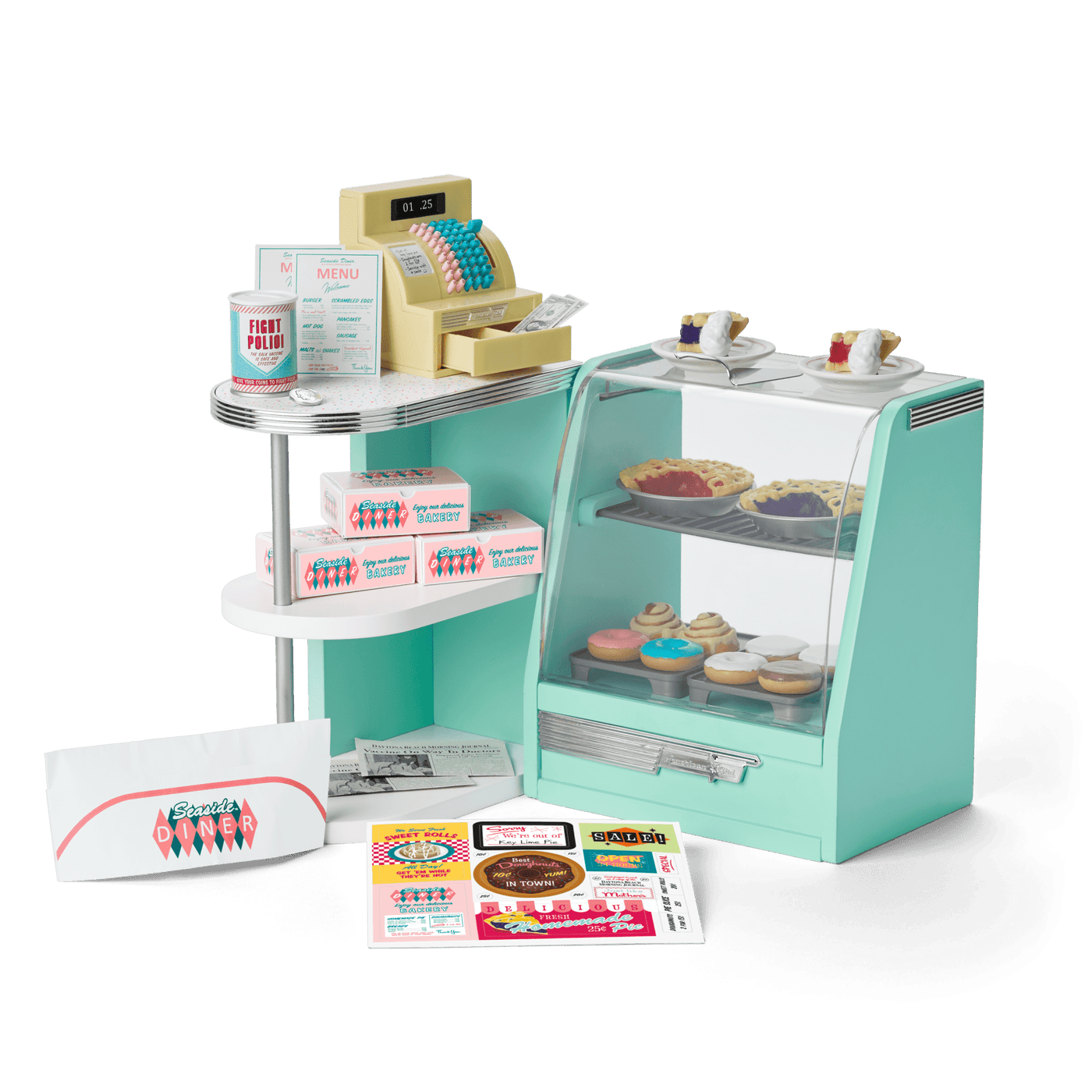 Maryellen’s™ Seaside Diner Bakery Case for 18-inch Dolls (Historical Characters) O5
