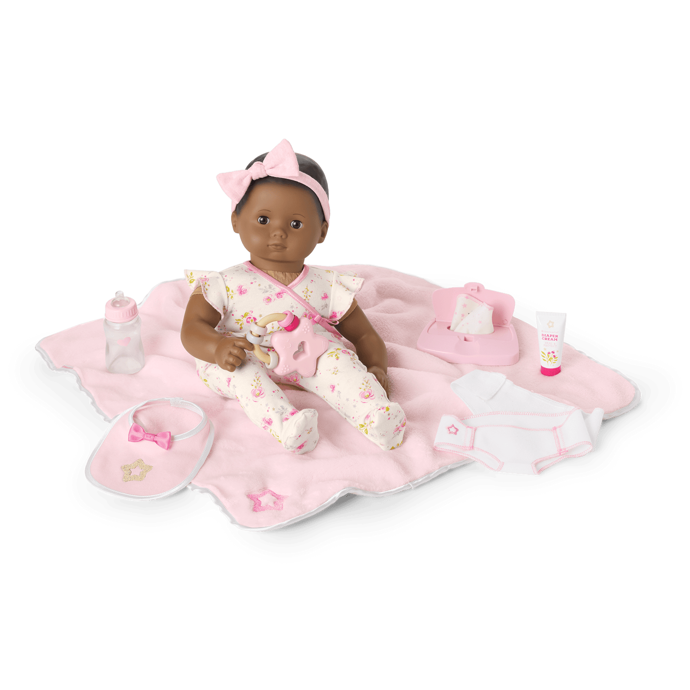 Bitty Baby® Doll #1 with black hair Care & Play Set O5