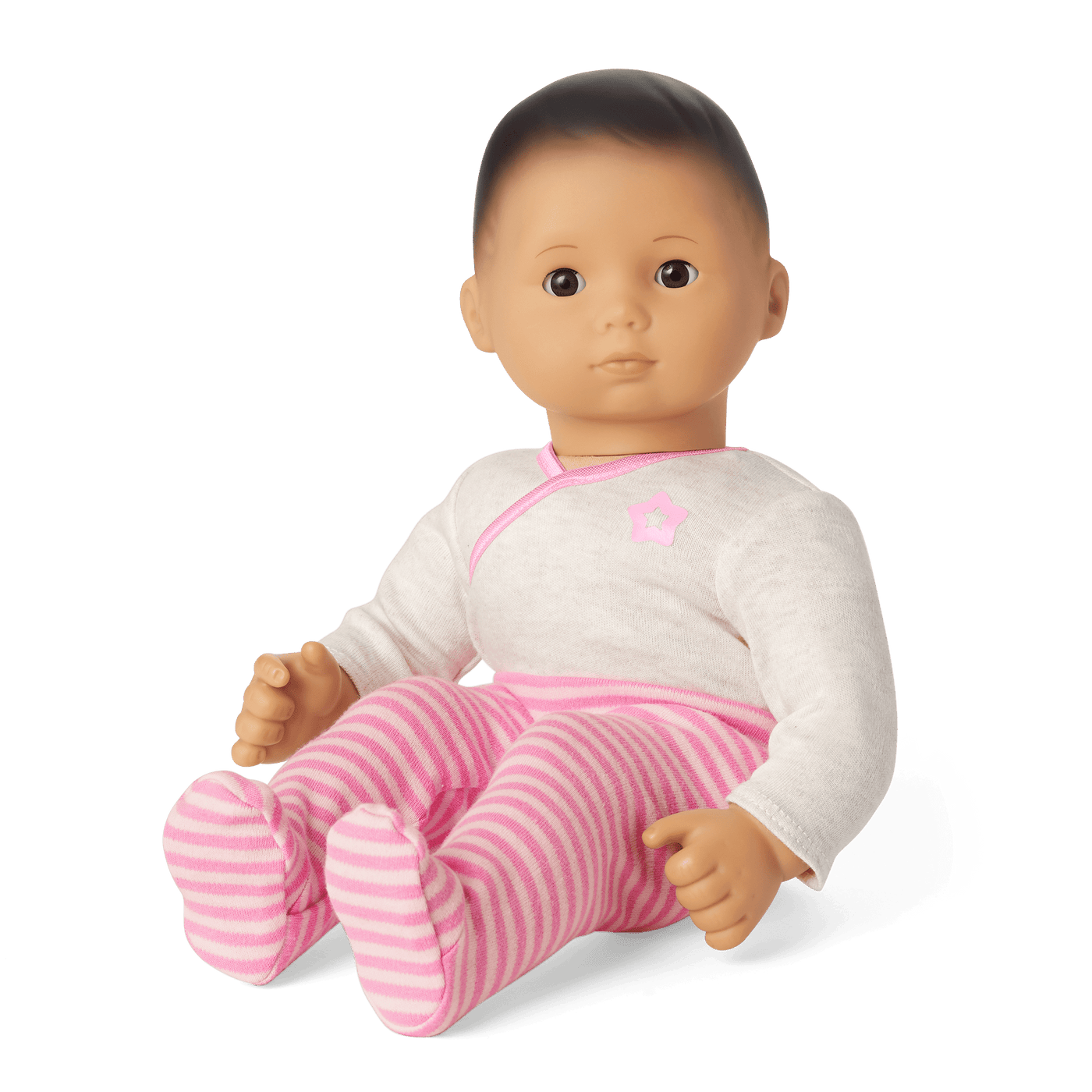 Bitty Baby® Doll #4 with black hair in Pretty Pink H2
