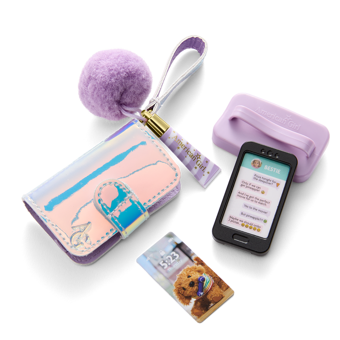 Purple Pom Phone & Accessories for 18-inch Dolls B8