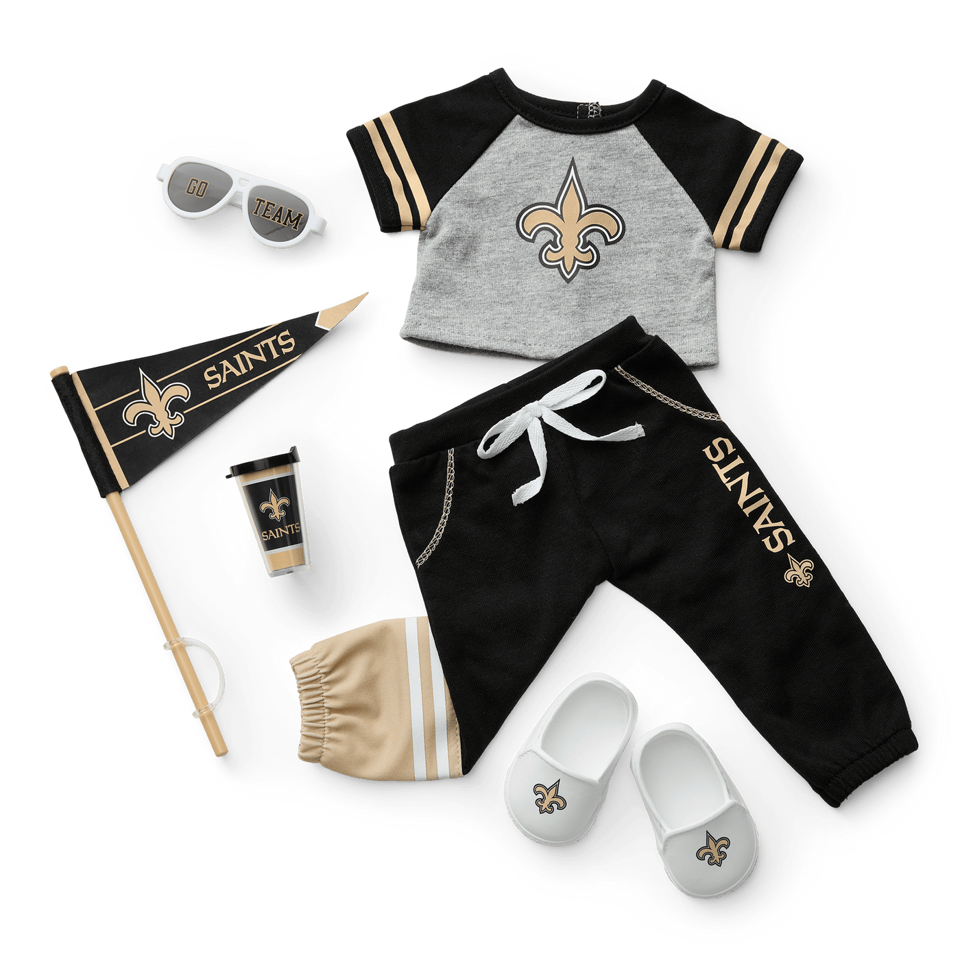 American Girl® x NFL New Orleans Saints Fan Outfit & Accessories for 18-inch Dolls O7