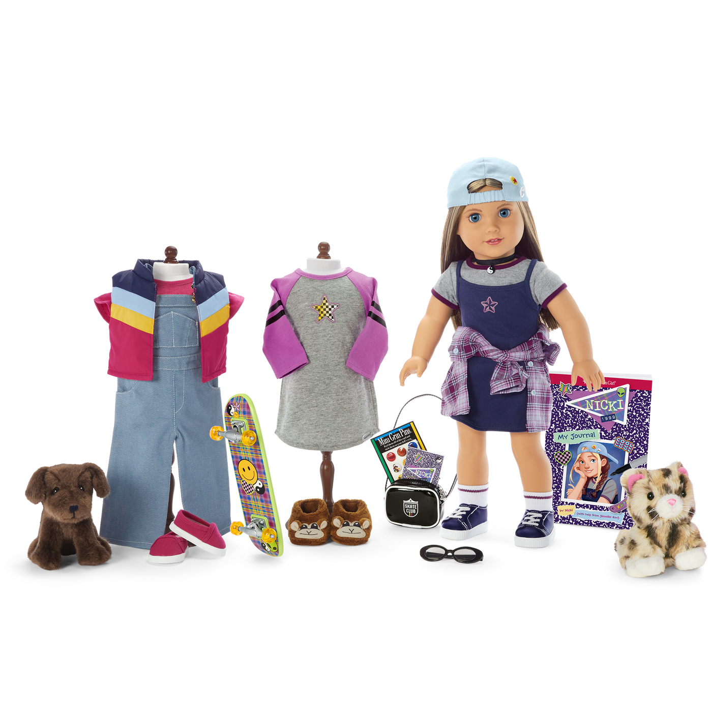 ’90s Twins Nicki’s™ Skateboarding Gift Set (Historical Characters) E1