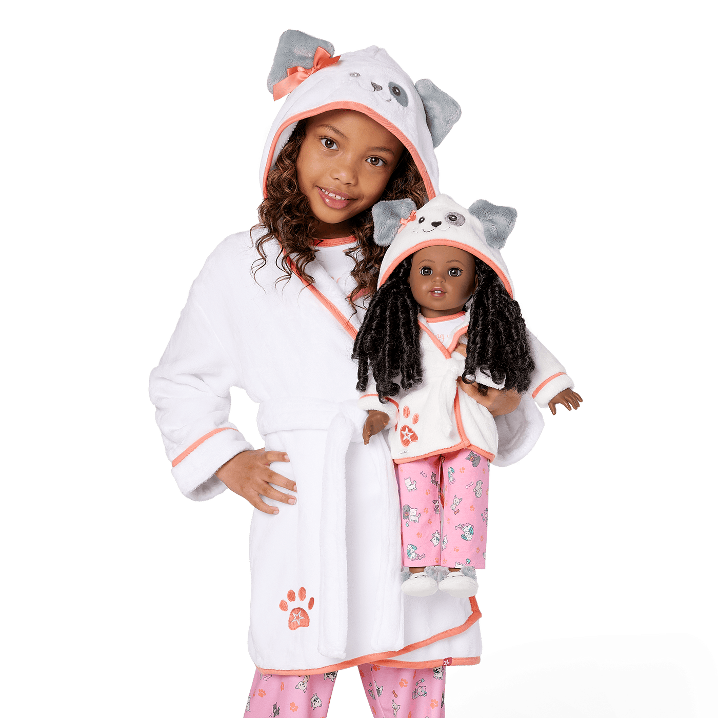 Comfy Puppy Robe Set for Girls & 18-inch Dolls U5
