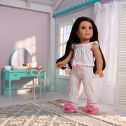 Raquel's™ Coastal Stripes Pajamas for 18-inch Dolls (Girl of the Year™ 2026) G1