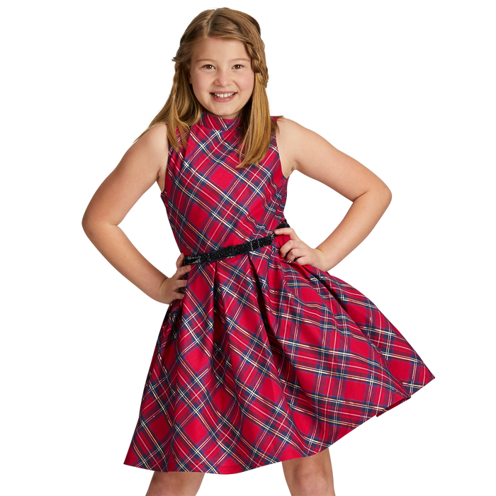 Pretty Plaid Christmas Dress for Girls A6