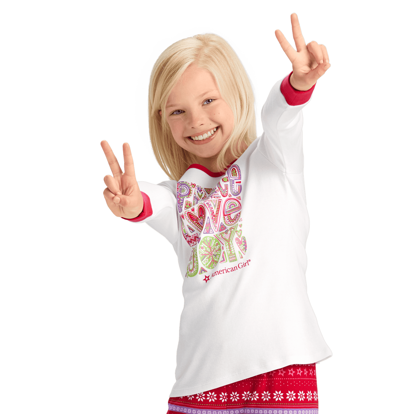 Peace, Love & Joy PJ Top for Girls G4