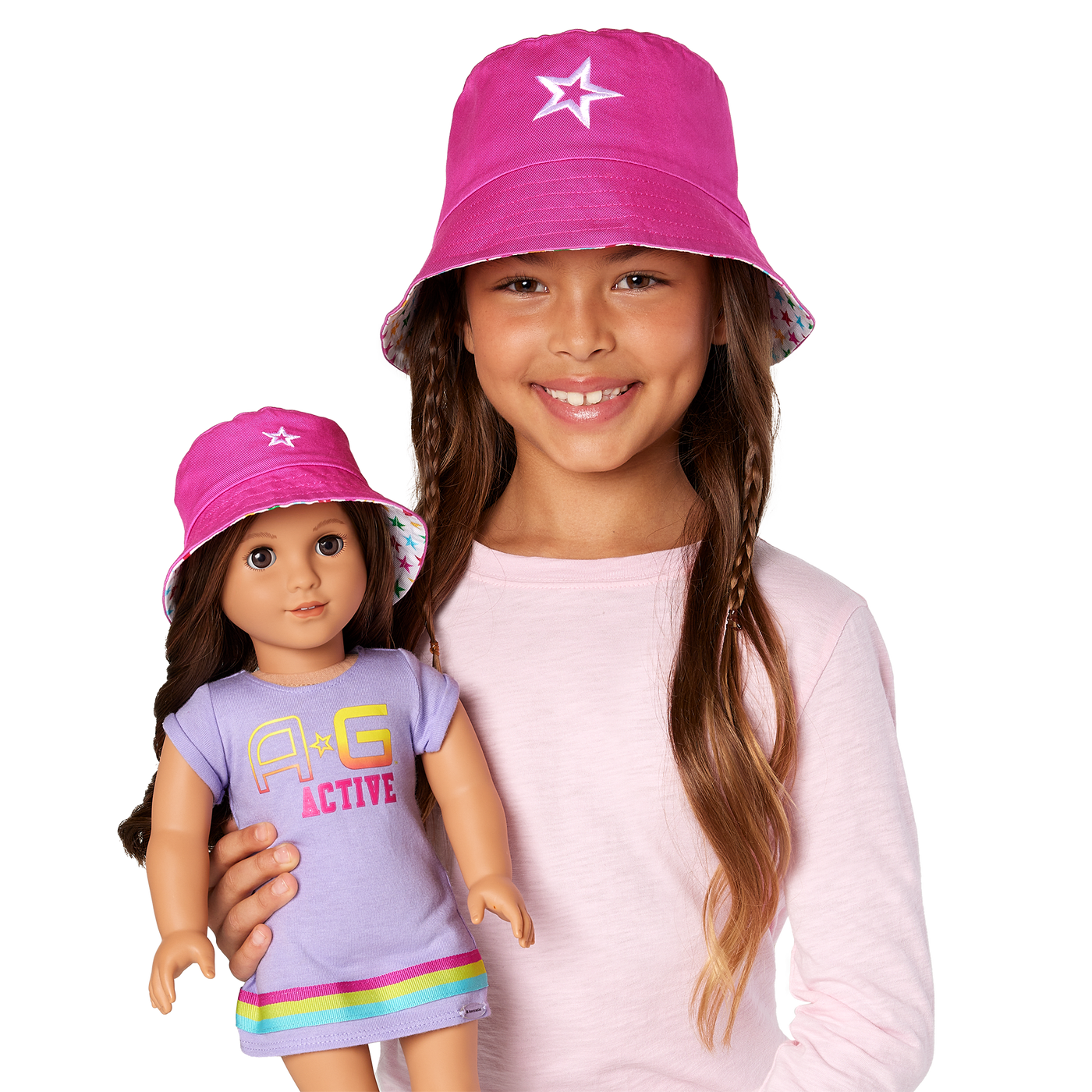 AG™ Star Bucket Hat Set for Girls & Dolls G1